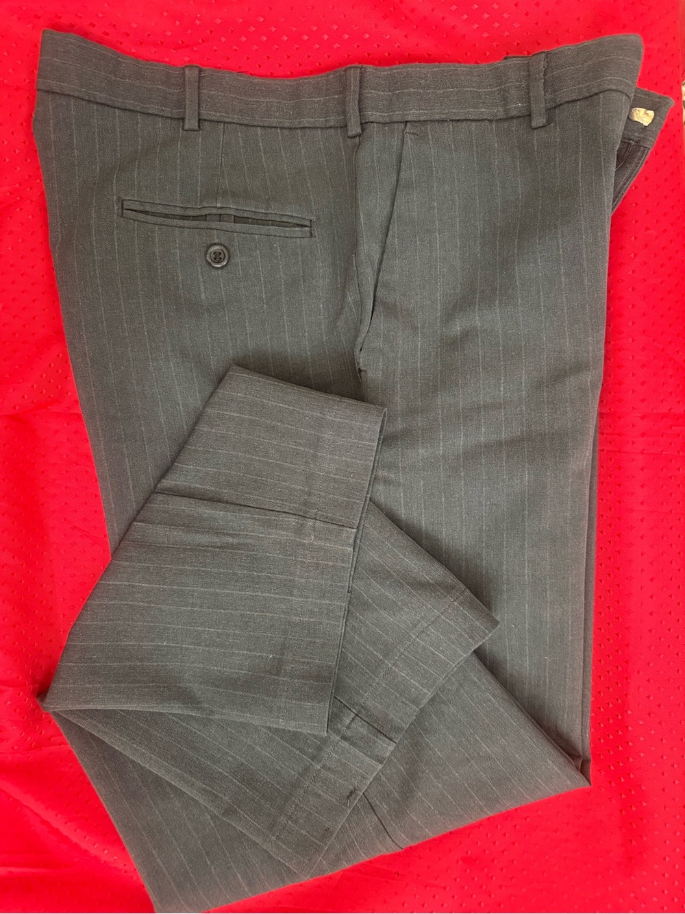 Dockers Individual Fit Dress Pants Men's 34x34 Gray Pinstripe Flat Front